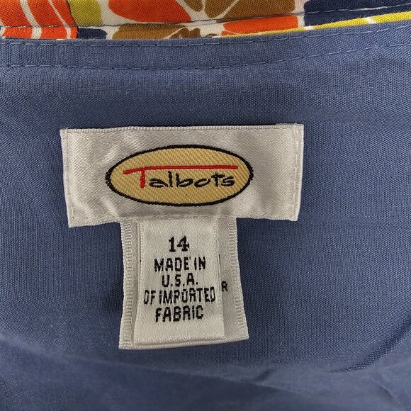 Vintage Talbots Blue Green Kaleidoscope A-line Peasant Skirt Boho 14 - Picture 8 of 10